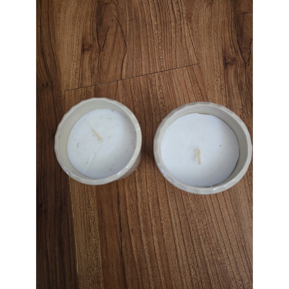 Hearth and Hand with Magnolia 2 Small Scented Candles Set White Ceramic S1